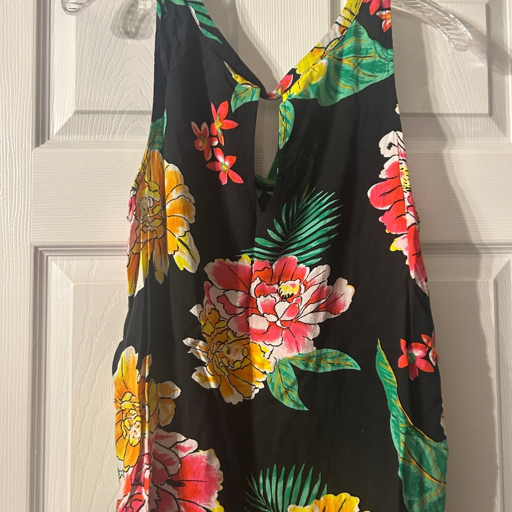 Old Navy Black Floral Tank with Yellow, Pink & Green Print - Picture 4 of 5
